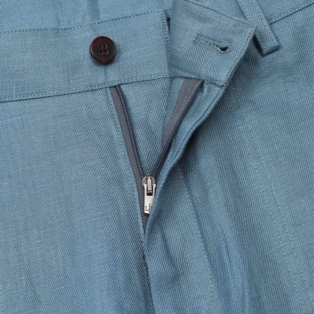 Pantalon Dustin en Lin — Vert Paon