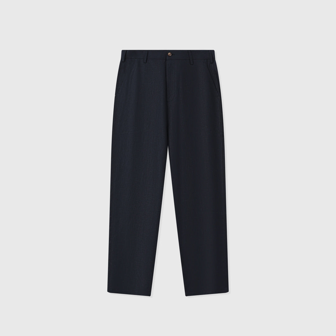 Pantalon Dustin en Lin — Bleu Marine