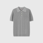 Polo Côtelé Lin & Coton — Gris Clair
