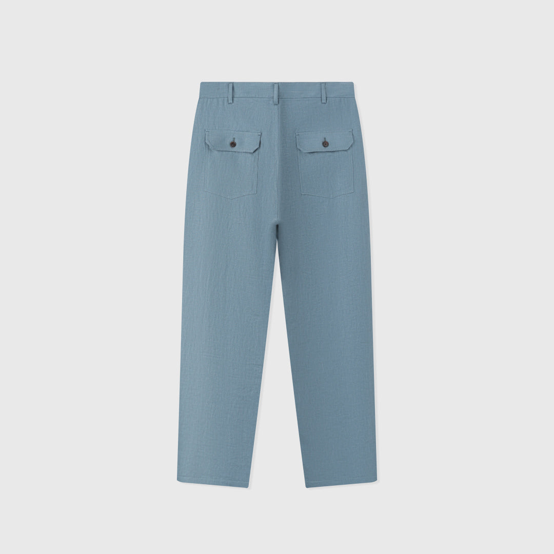 Pantalon Dustin en Lin — Vert Paon
