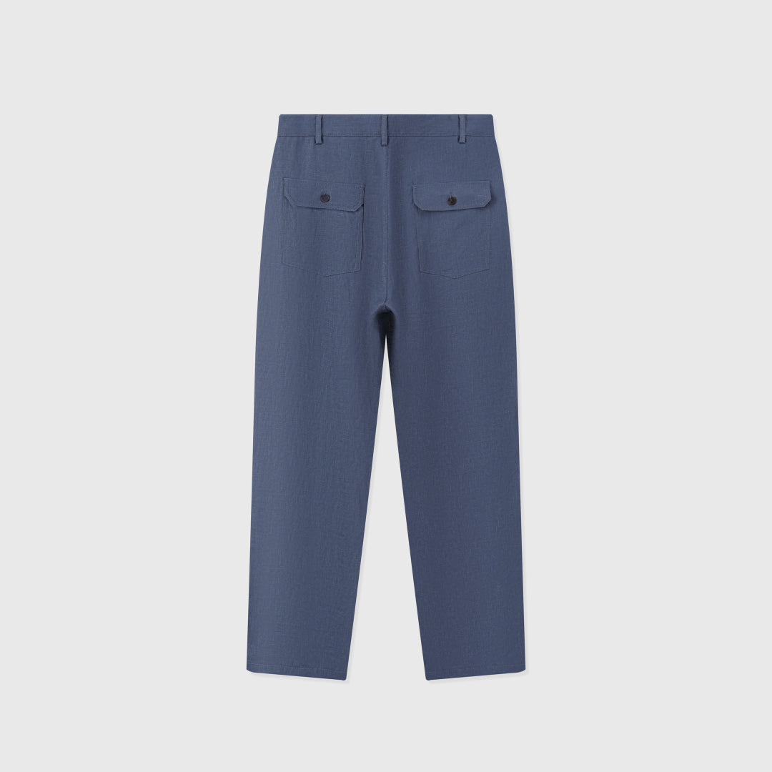 Pantalon Dustin en Lin — Bleu Denim