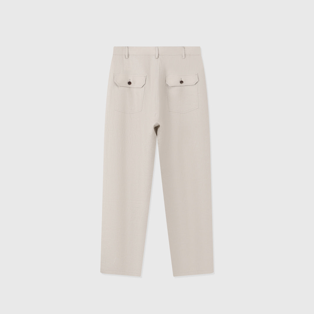 Pantalon Dustin en Lin — Beige Clair