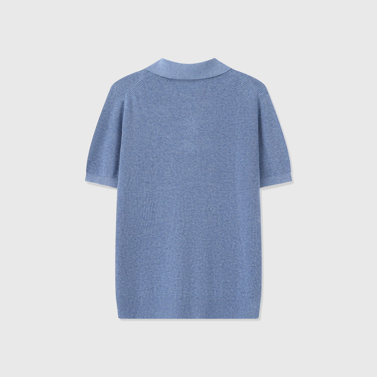 Polo Côtelé Lin & Coton — Bleu Brume
