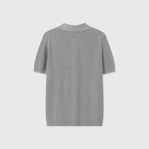 Polo Côtelé Lin & Coton — Gris Clair