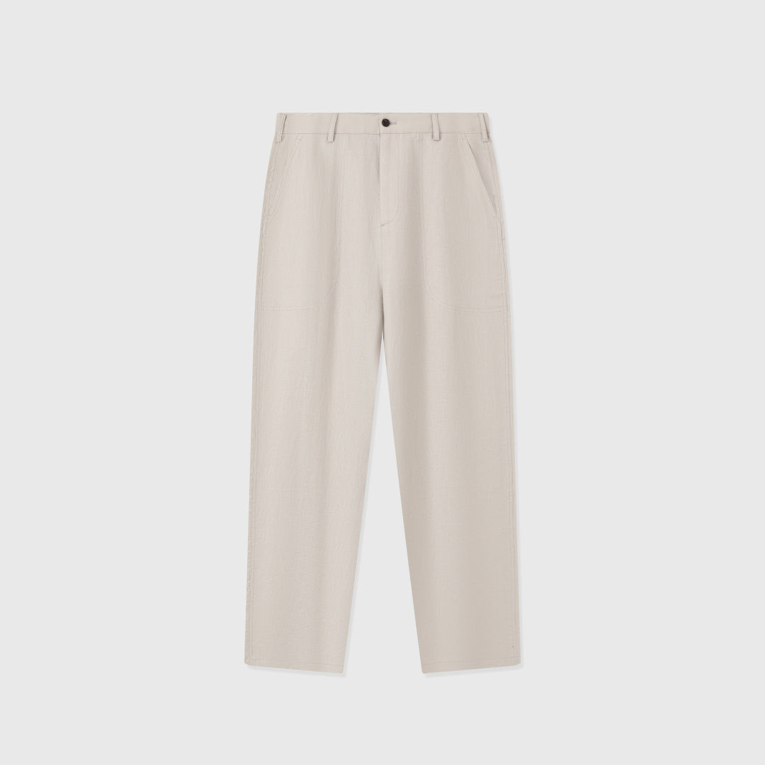 Pantalon Dustin en Lin — Beige Clair