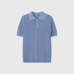 Polo Côtelé Lin & Coton — Bleu Brume