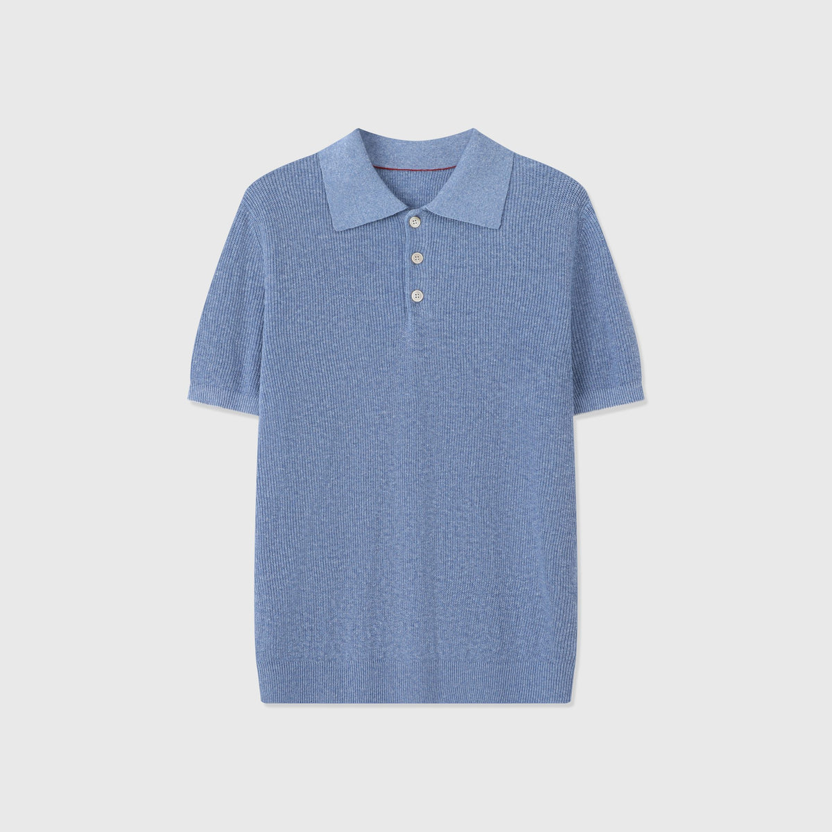 Polo Côtelé Lin & Coton — Bleu Brume
