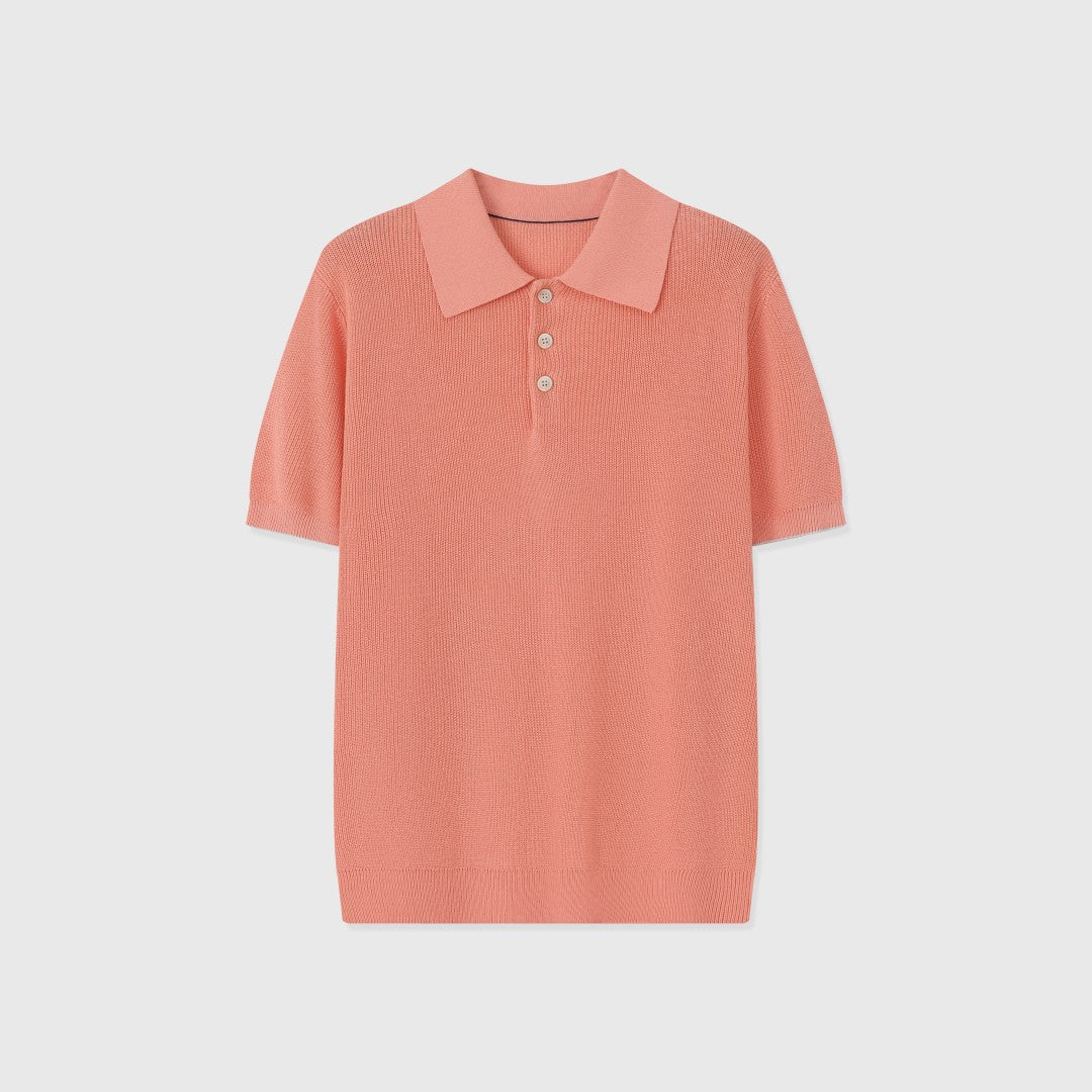 Polo Côtelé Lin & Coton — Rose Corail