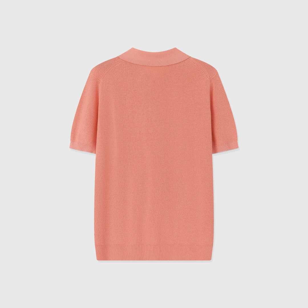 Polo Côtelé Lin & Coton — Rose Corail