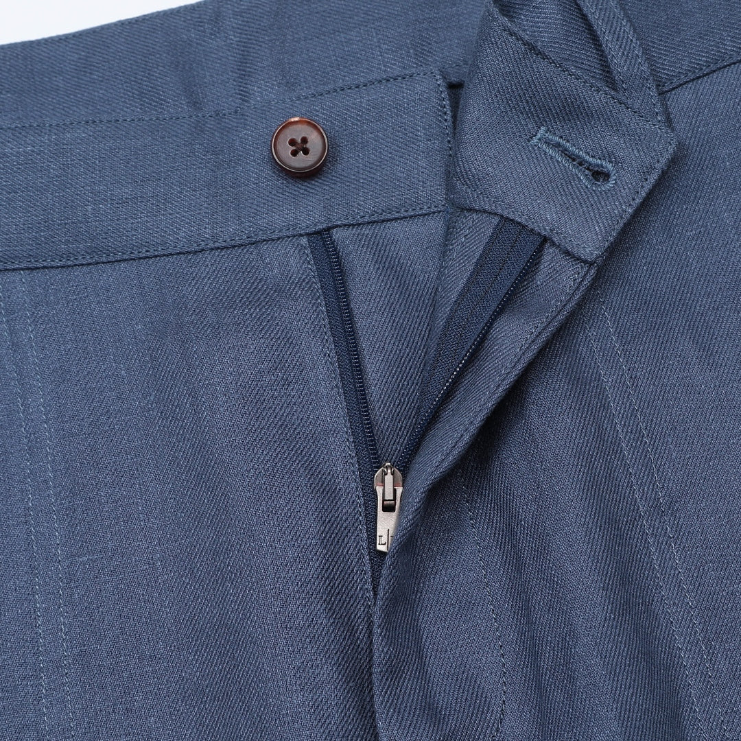 Pantalon Dustin en Lin — Bleu Denim